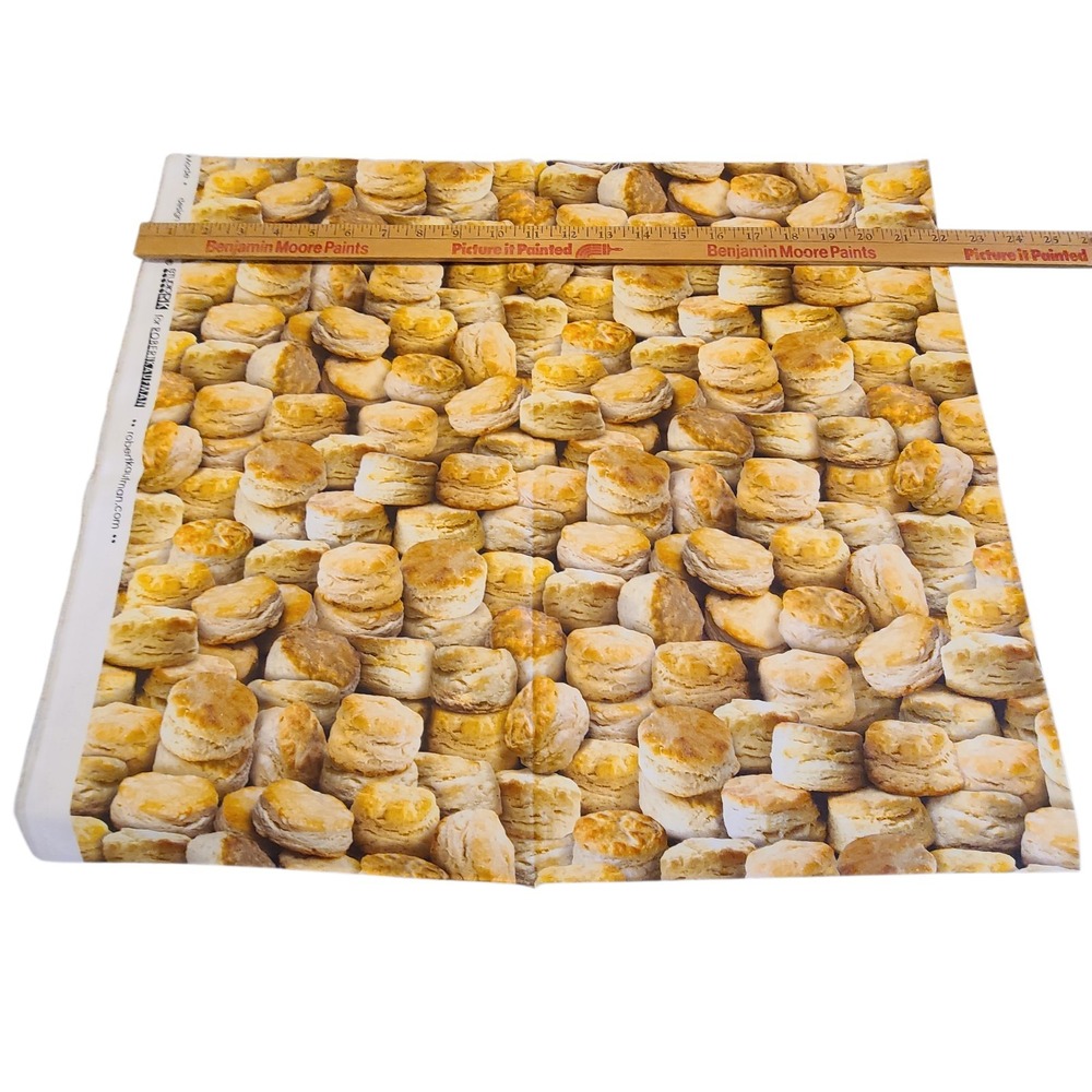 Robert Kaufman Biscuts Fabric‎ 1/2 YARD 100% Cotton  All Over Print Photo Real